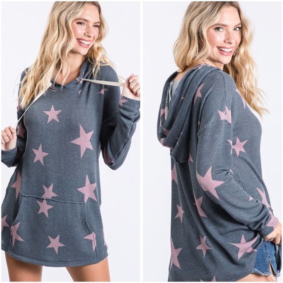 🆕Star print oversized hooded pullover - Picture 12 of 16